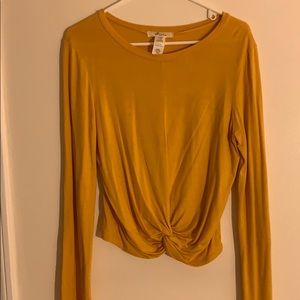 Yellow long sleeve knot shirt